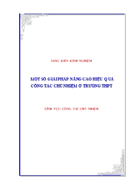 Sáng kiến kinh nghiệm Một số giải pháp nâng cao hiệu quả công tác chủ nhiệm ở trường THPT