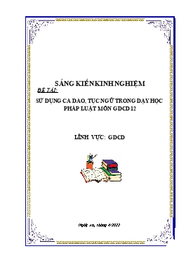 Sáng kiến kinh nghiệm Sử dụng ca dao, tục ngữ