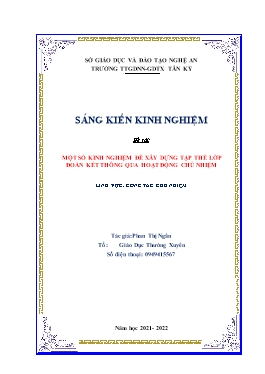 Sáng kiến kinh nghiệm Xây dựng tập thể lớp đo