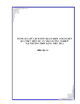 SKKN Đánh giá giữa kì ii môn Địa lí Khối 10 b