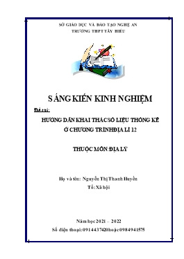 SKKN Hướng dẫn khai thác số liệu thống kê ở chương trình Địa lí 12