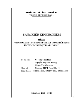 SKKN Một số cách thức tổ chức hoạt động khởi động trong các bài dạy Địa lí Lớp 12