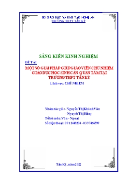 SKKN Một số giải pháp giúp giáo viên chủ nhiệ