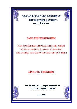 SKKN Một số giải pháp giúp giáo viên chủ nhiệm nâng cao hiệu quả công tác đảm bảo trường học an toàn ở trường THPT Quỳ Hợp 2