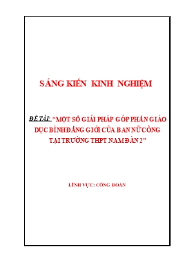 SKKN Một số giải pháp góp phần giáo dục bình đẳng giới của ban nữ công tại trường THPT Nam Đàn 2