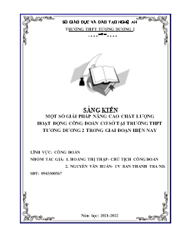 SKKN Một số giải pháp nâng cao chất lượng hoạt động công đoàn cơ sở tại trường THPT Tương Dương 2 trong giai đoạn hiện nay