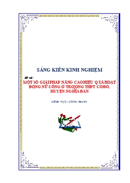 SKKN Một số giải pháp nâng cao hiệu quả hoạt động nữ công ở trường THPT Cờ Đỏ, huyện Nghĩa Đàn