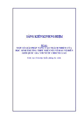 SKKN Một số giải pháp nâng cao trách nhiệm của học sinh trường THPT miền núi về bảo vệ biên giới quốc gia với nước CHDCND Lào