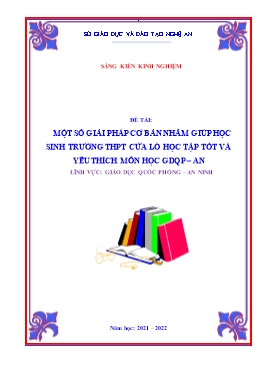 SKKN Một số giải pháp nhằm giúp cho học sinh trường THPT Cửa Lò học tập tốt và yêu thích môn học GDQP - AN