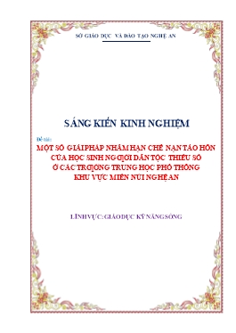 SKKN Một số giải pháp nhằm hạn chế nạn tảo hôn của học sinh người dân tộc thiểu số ở các trường Trung học Phổ thông khu vực miền núi Nghệ An