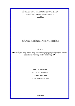 SKKN Một số giải pháp nhằm nâng cao chất lượng dạy học trực tuyến tại lớp chủ nhiệm ở trường THPT Đô Lương 4