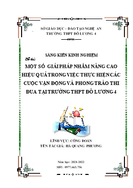 SKKN Một số giải pháp nhằm nâng cao hiệu quả trong việc thực hiện các cuộc vận động và phong trào thi đua tại trường THPT Đô Lương 4