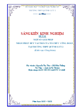 SKKN Một số giải pháp nhằm phát huy vai trò của tổ chức công đoàn tại trường THPT Quỳnh Lưu 2