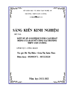 SKKN Một số số giải pháp nâng cao hoạt động của ban nữ công tại trường THPT Con Cuông