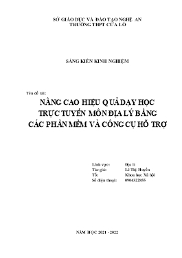 SKKN Nâng cao hiệu quả dạy học trực tuyến môn Địa lý bằng các phần mềm và công cụ hỗ trợ