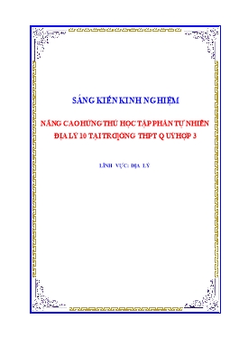 SKKN Nâng cao hứng thú học tập phần tự nhiên 