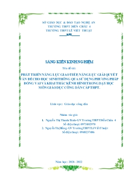 SKKN Phát triển năng lực giao tiếp, năng lực giải quyết vấn đề cho học sinh thông qua sử dụng phương pháp đóng vai và khai thác kênh hình trong dạy học môn Giáo dục công dân cấp THPT