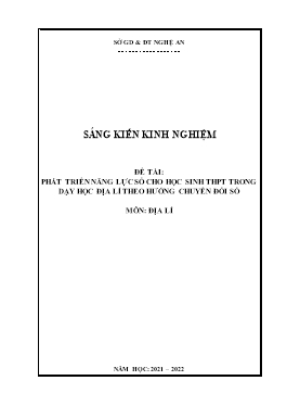 SKKN Phát triển năng lực số cho học sinh THPT trong dạy học địa lí theo hướng chuyển đổi số