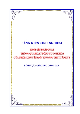 SKKN Phổ biến pháp luật thông qua hoạt động ngoại khóa của nhóm chuyên môn trường THPT Tân Kỳ 3