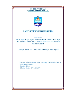 SKKN Tích hợp hoạt động trải nghiệm trong dạy học Địa lí THPT nhằm phát triển năng lực giao tiếp cho học sinh