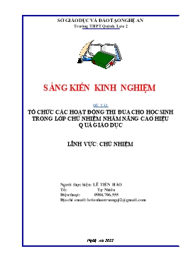 SKKN Tổ chức các hoạt động thi đua cho học sinh trong lớp chủ nhiệm nhằm nâng cao hiệu quả giáo dục