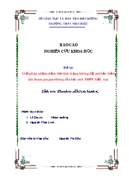 Báo cáo khoa học Giải pháp nhằm chấm dứt tình