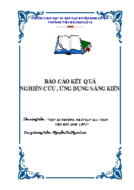 Sáng kiến kinh nghiệm Một số phương pháp dạy 